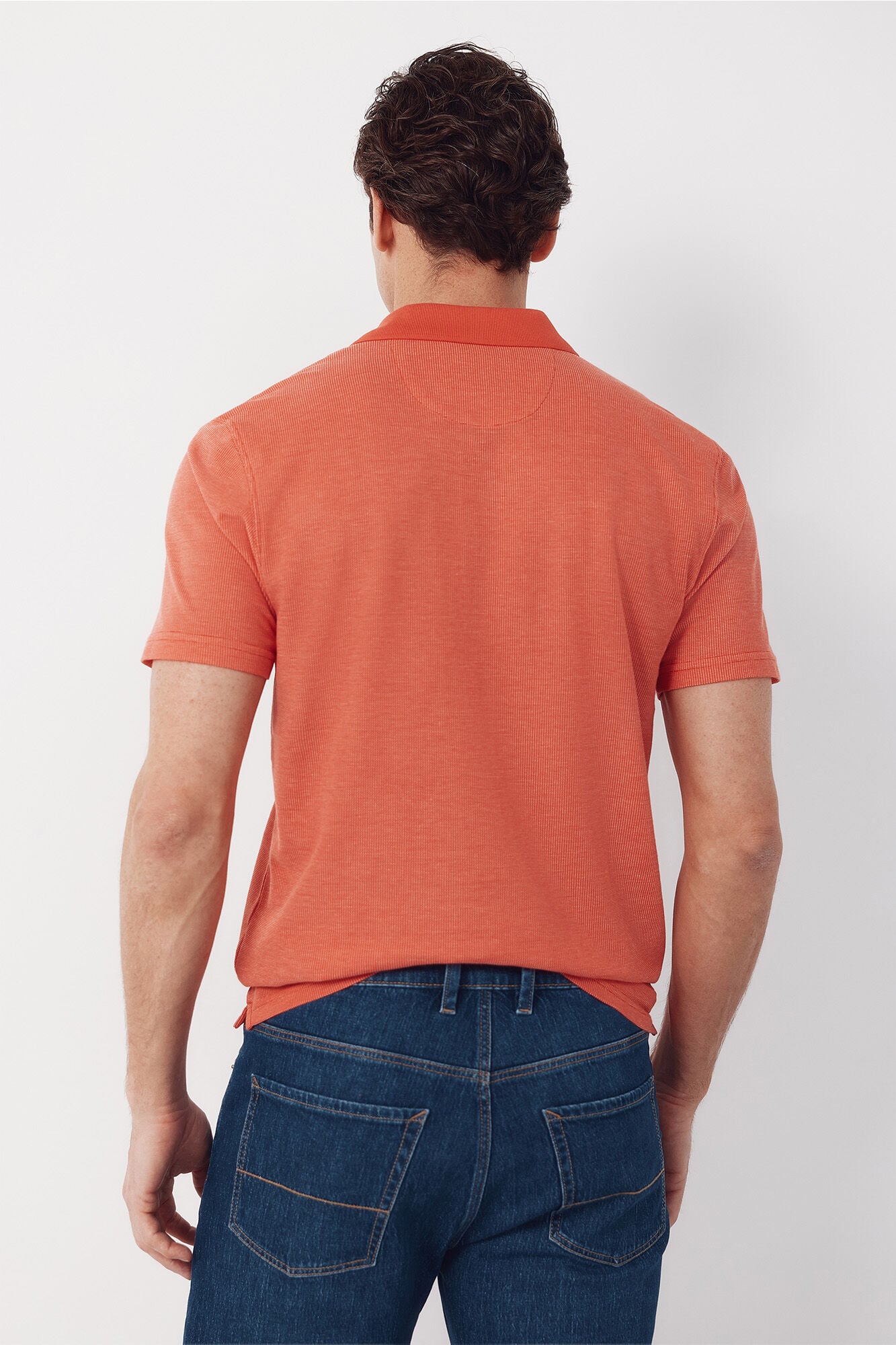 Cortefiel Textured polo shirt Coral