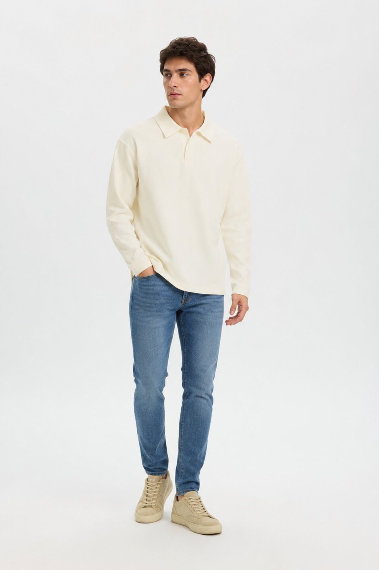 Selected Polo manga larga relax