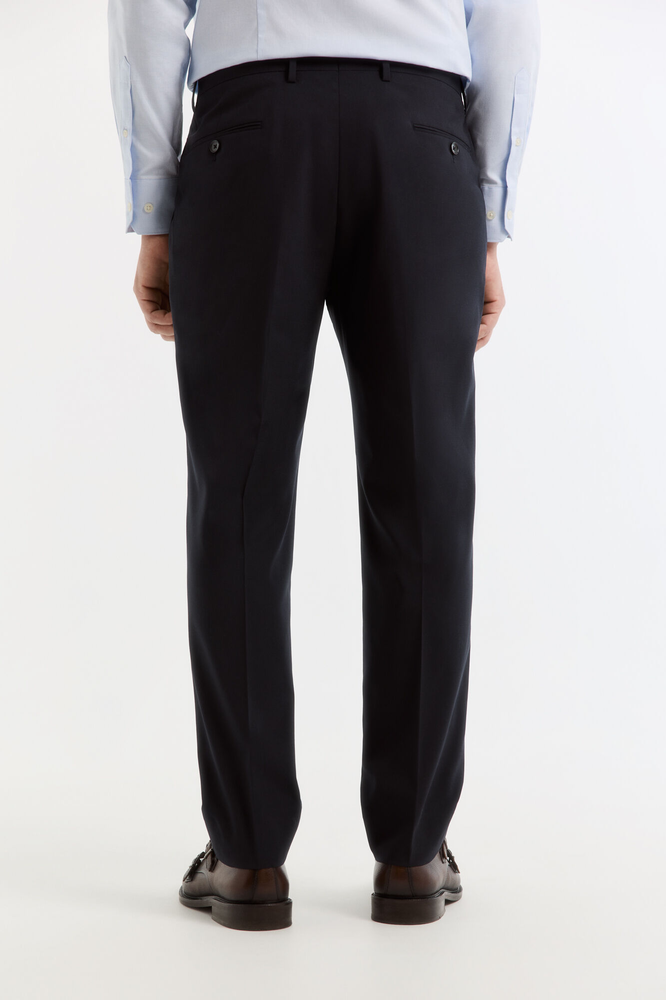 Cortefiel Navy smart fabric plaid slim trousers Navy