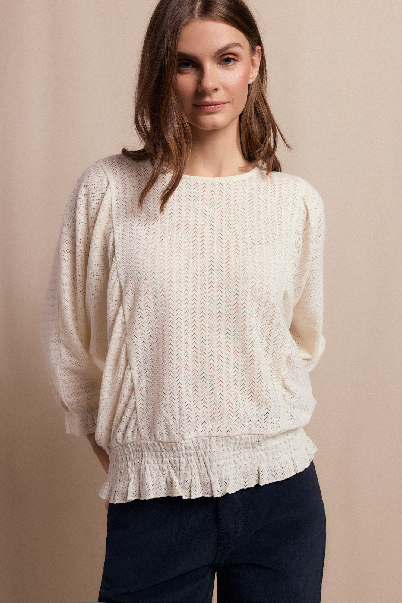 Slowlove Camiseta r&uacute;stica estruturada com manga bal&atilde;o