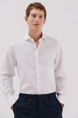 Cortefiel Plain easy-iron shirt with cufflinks White