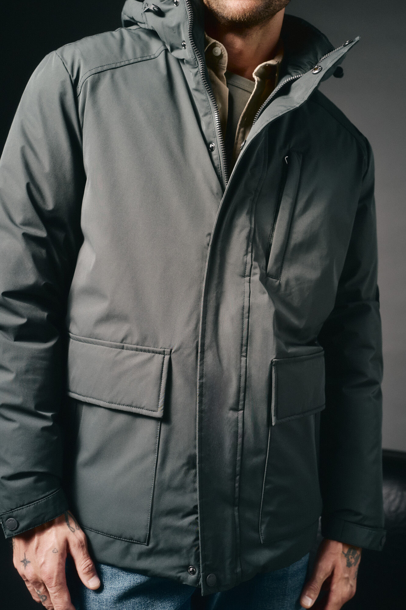 OOTO Parka acolchada capucha Gris