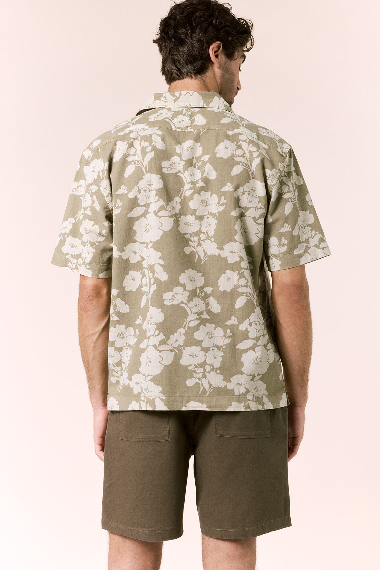 OOTO Printed cotton short sleeve shirt Kaki