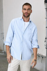 Cortefiel Plain long-sleeved Oxford shirt Blue