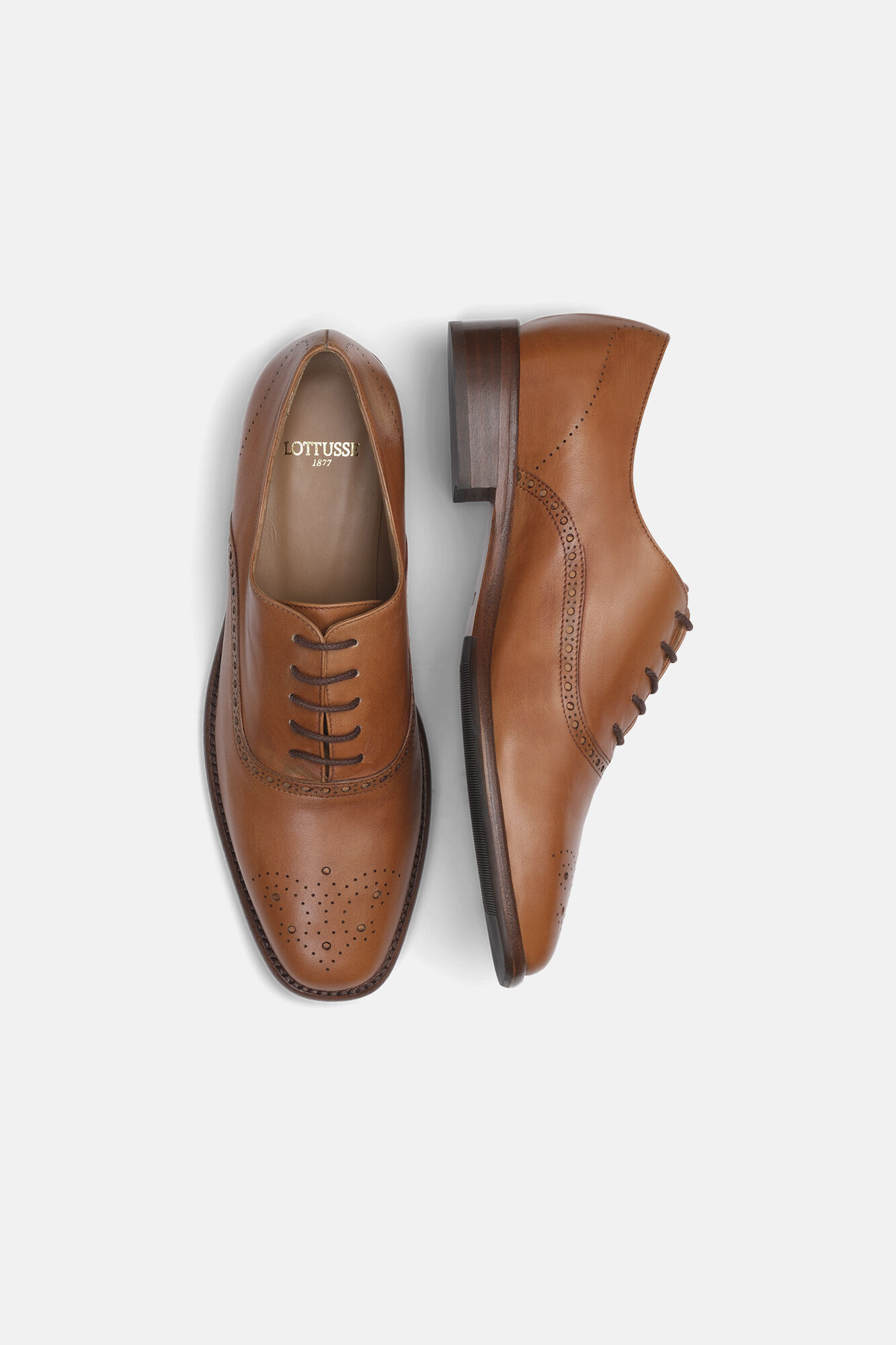 Lottusse Brown Cow Leather Oxfords Camel
