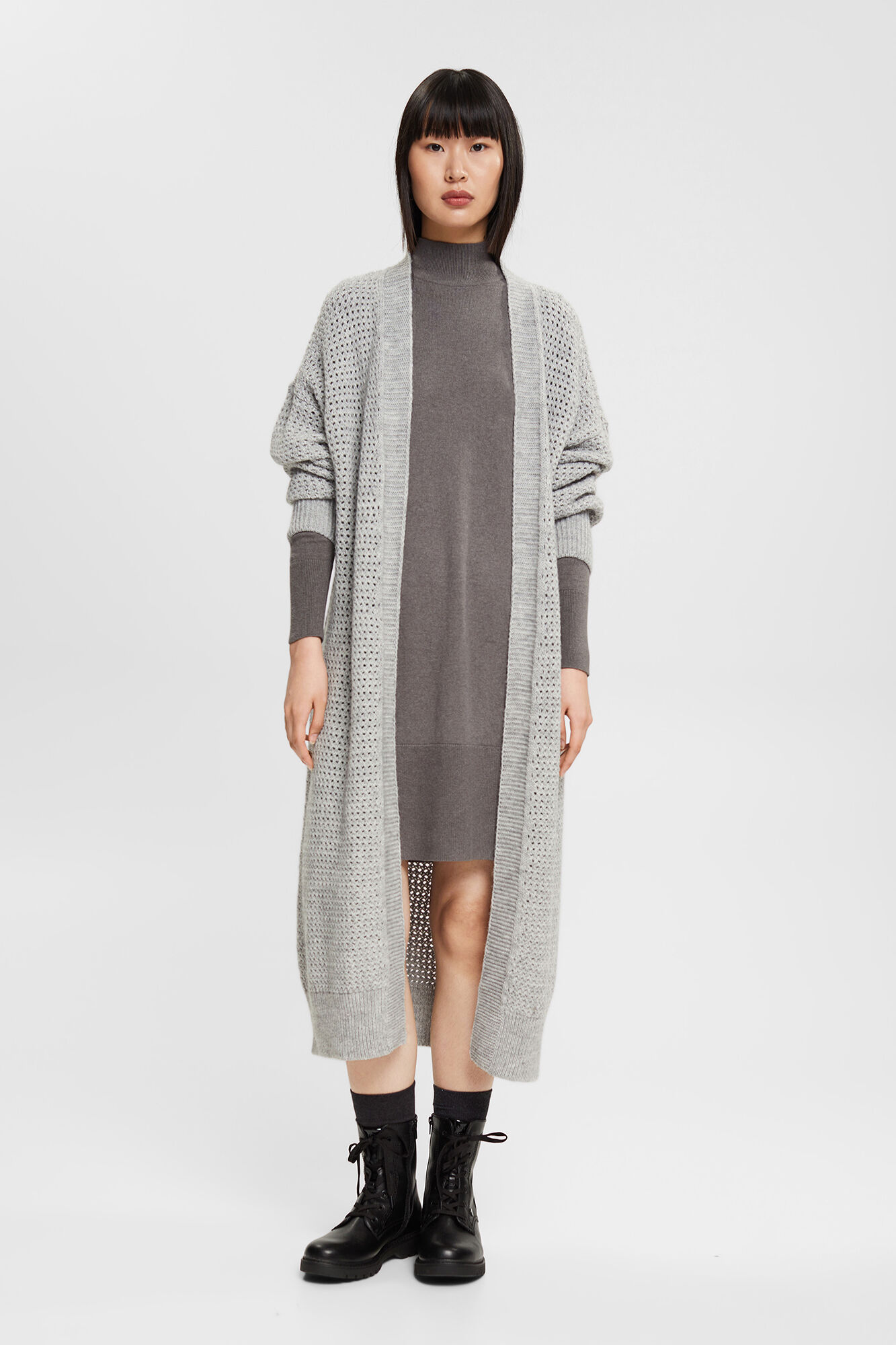 Esprit Vestido de malha com caxemira Cinzento