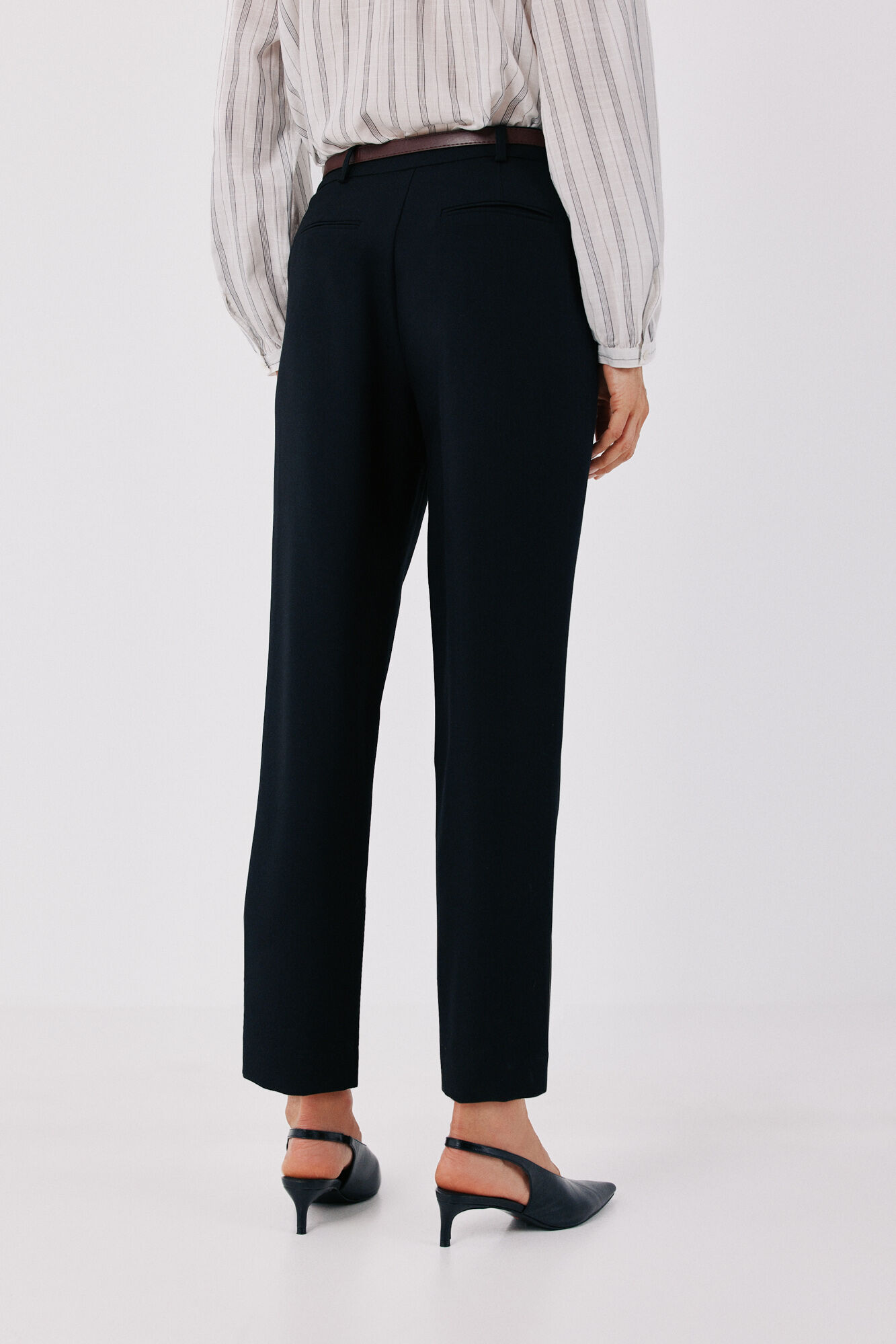 Cortefiel Women's tailored trousers with belt Black
