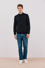 Cortefiel Cotton cashmere polo shirt neck jersey Black