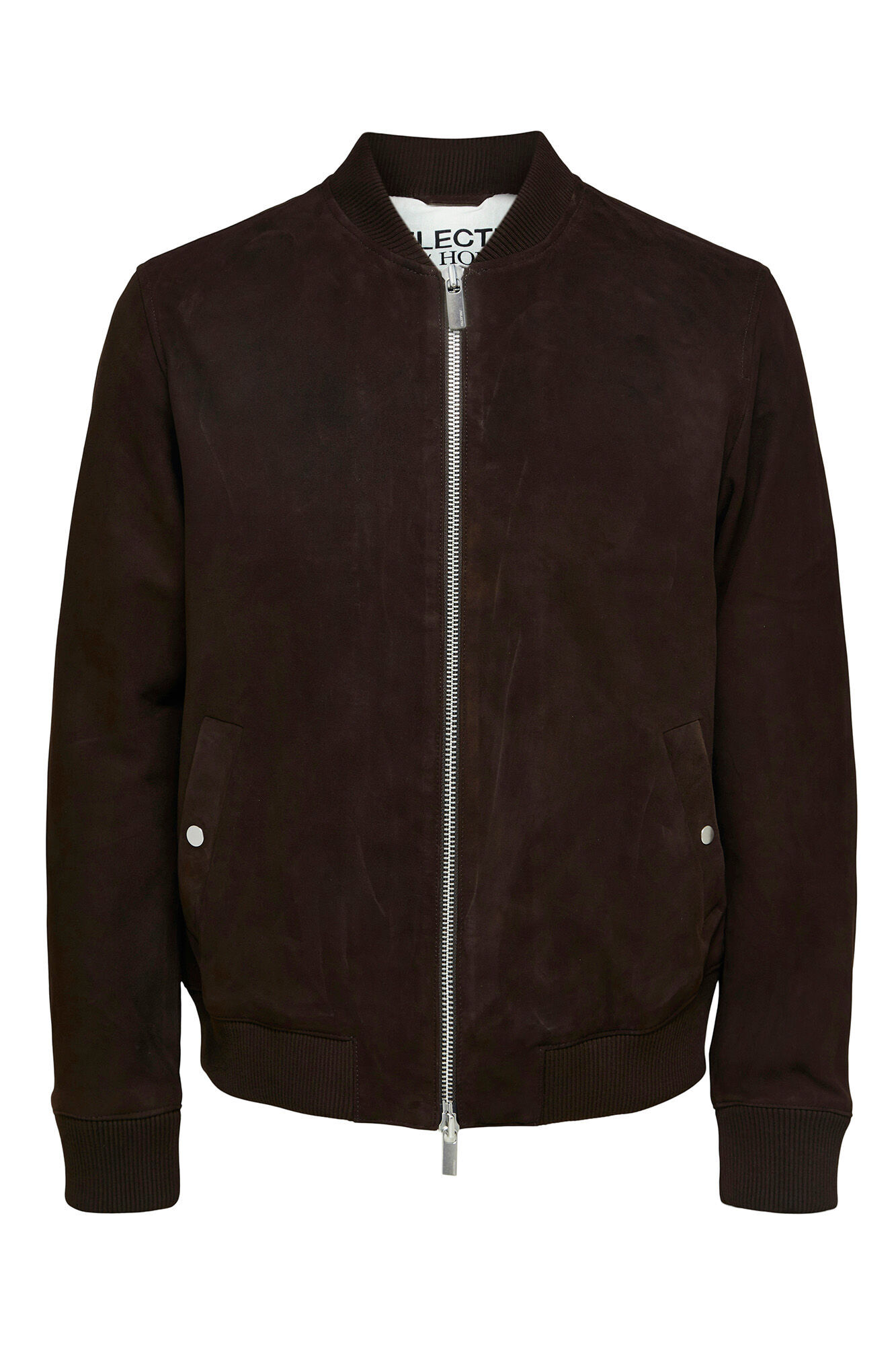Selected 100% Suede Bomber Jacket.  Brown