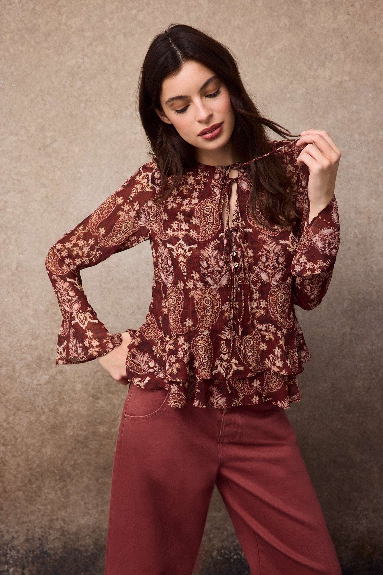 Slowlove Printed fluid blouse