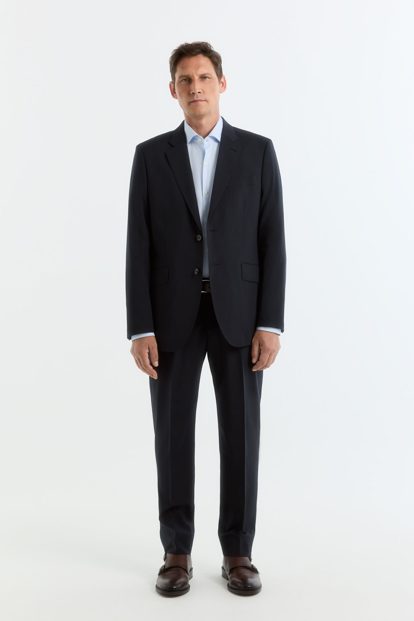 Cortefiel Navy smart fabric plaid slim trousers