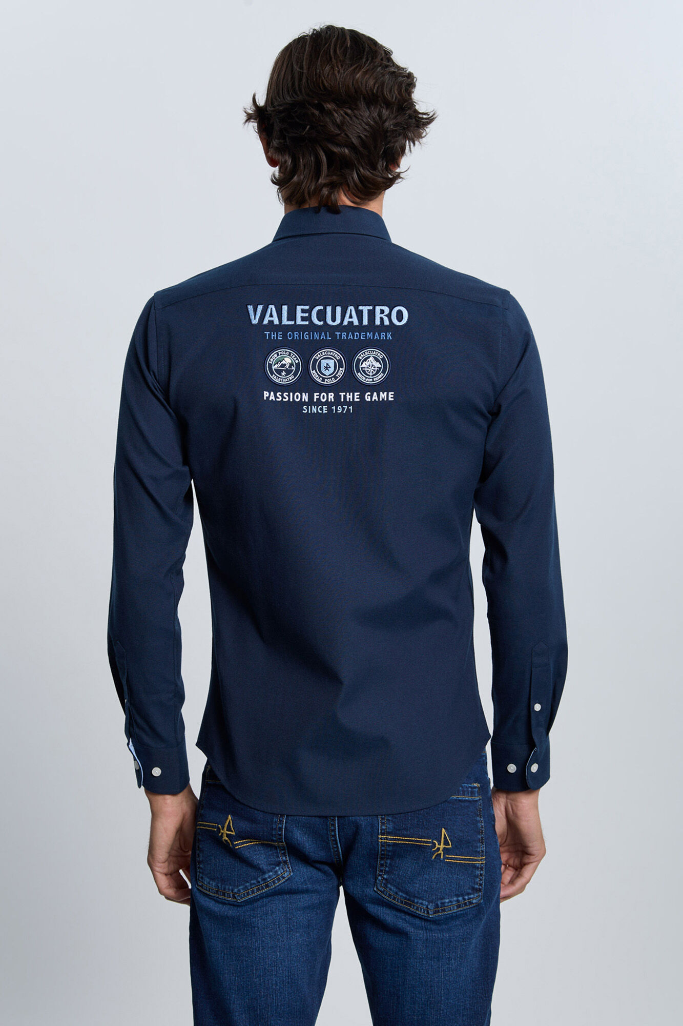 Valecuatro Camisa bordada azul marinho Azul