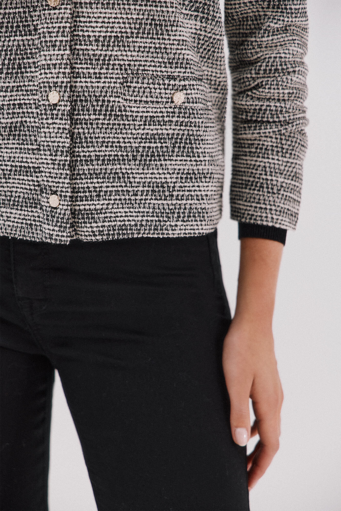 Cortefiel C&aacute;rdigan tweed Estampado blanco