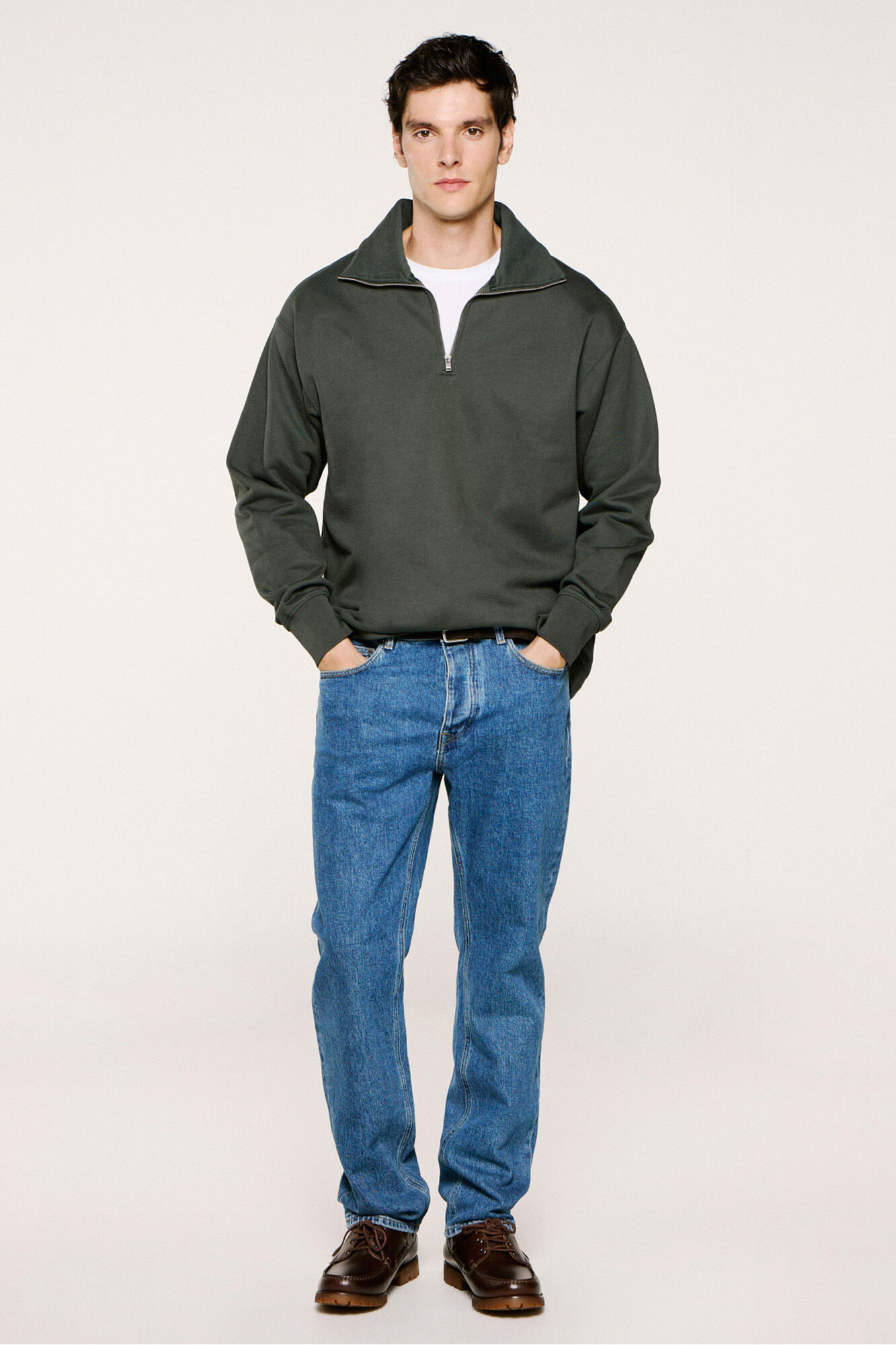 Selected Sweatshirt 100% algod&atilde;o org&acirc;nico com meia fecho-&eacute;clair 