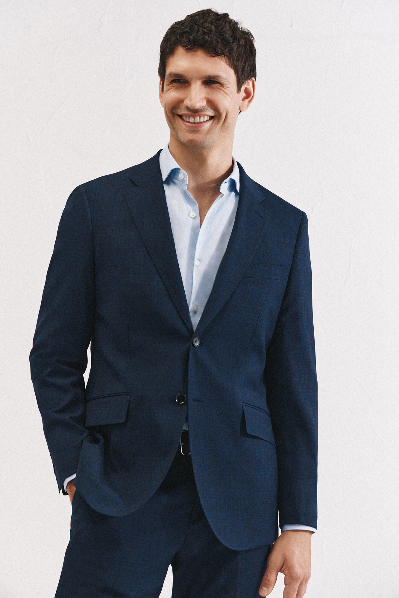 Cortefiel Slim fit blue checkered blazer Blue