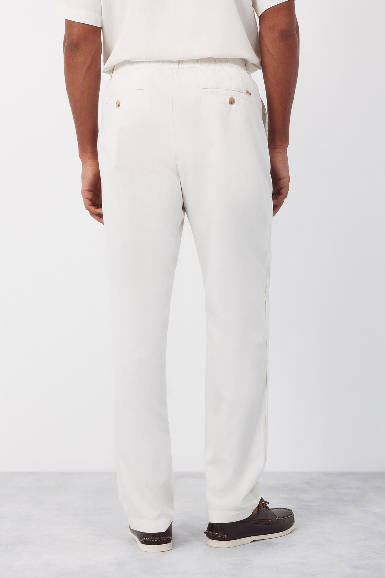 Cortefiel Trousers with elastic waistband and regular drawstrings Ivory