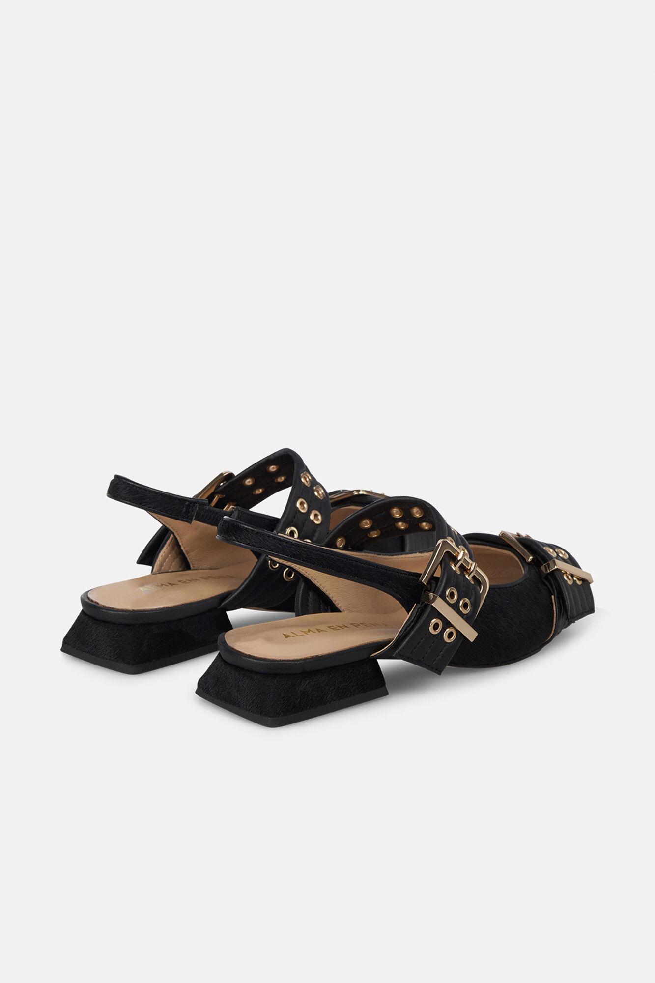 Alma en Pena Sapato slingback com fivela larga Preto