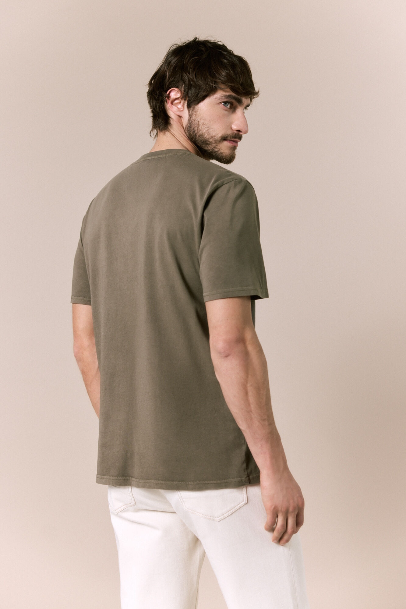 OOTO T-shirt b&aacute;sica lavada Verde