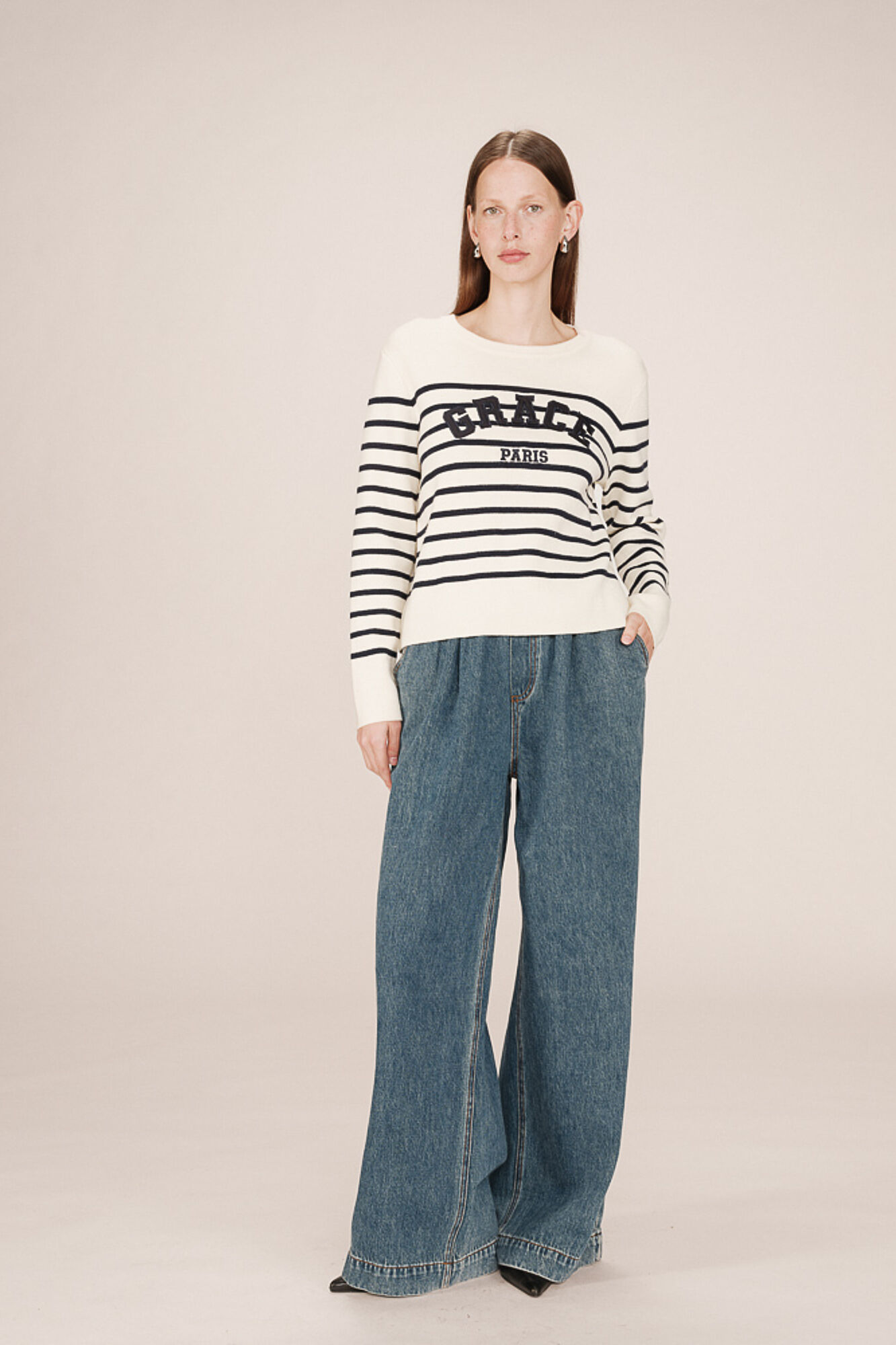 Grace & Mila Camisola riscas de marinheiro em malha Milano