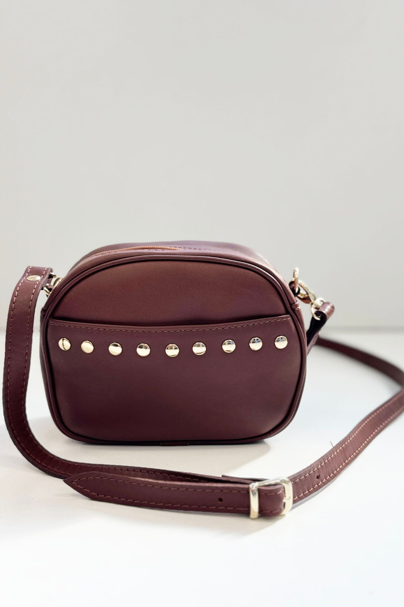 The Code Lola leather studded crossbody Brown