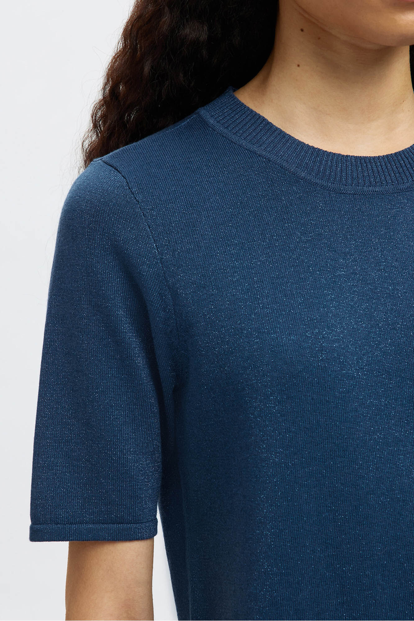 Selected Top de manga curta com glitter