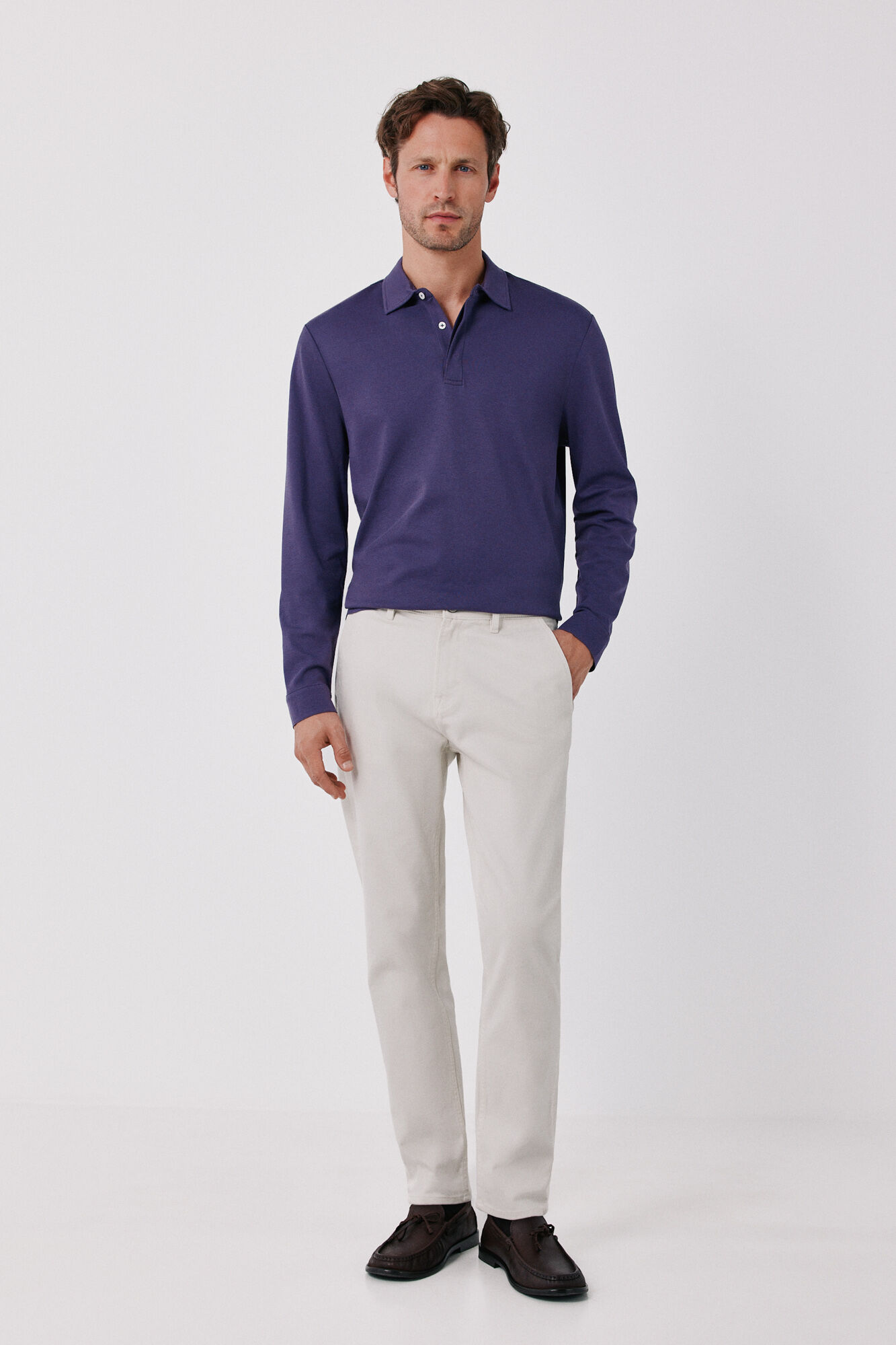 Cortefiel Long sleeve refined polo shirt
