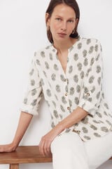 Cortefiel Mandarin collar shirt Printed green