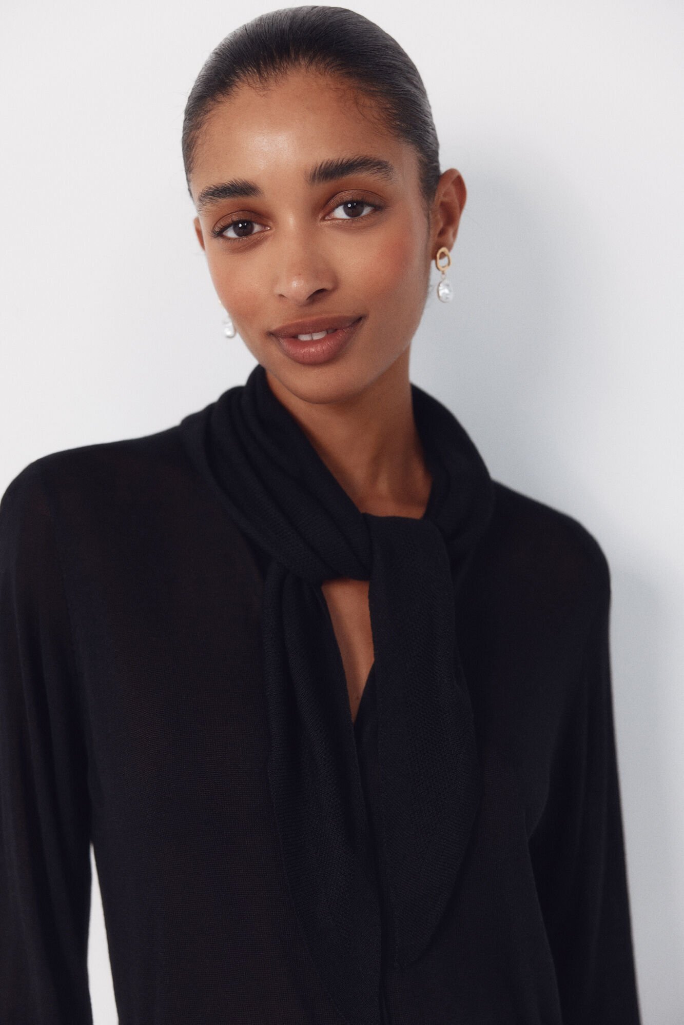 Cortefiel Jersey-knit basic jacket Black