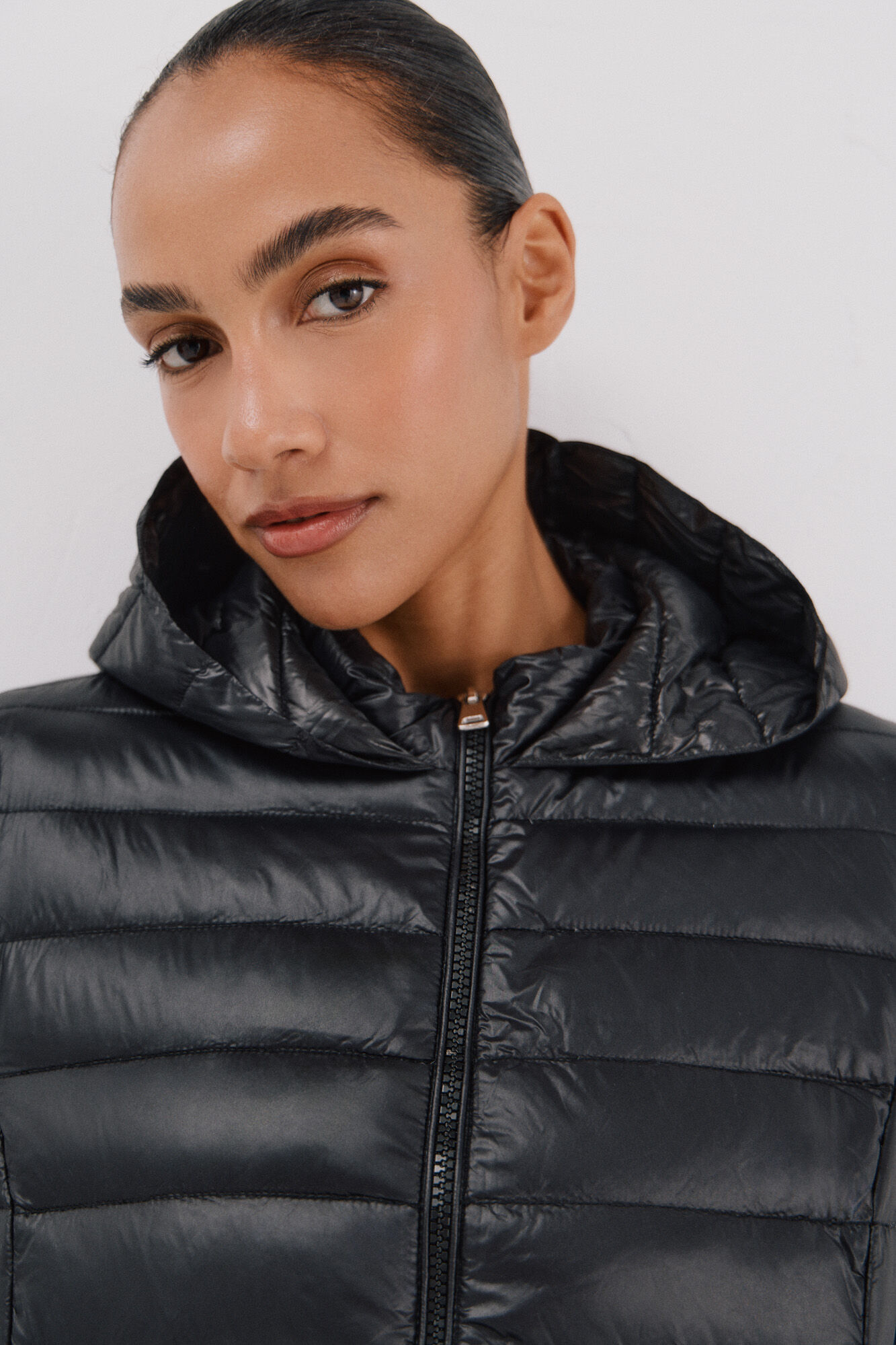 Cortefiel Long down coat Black