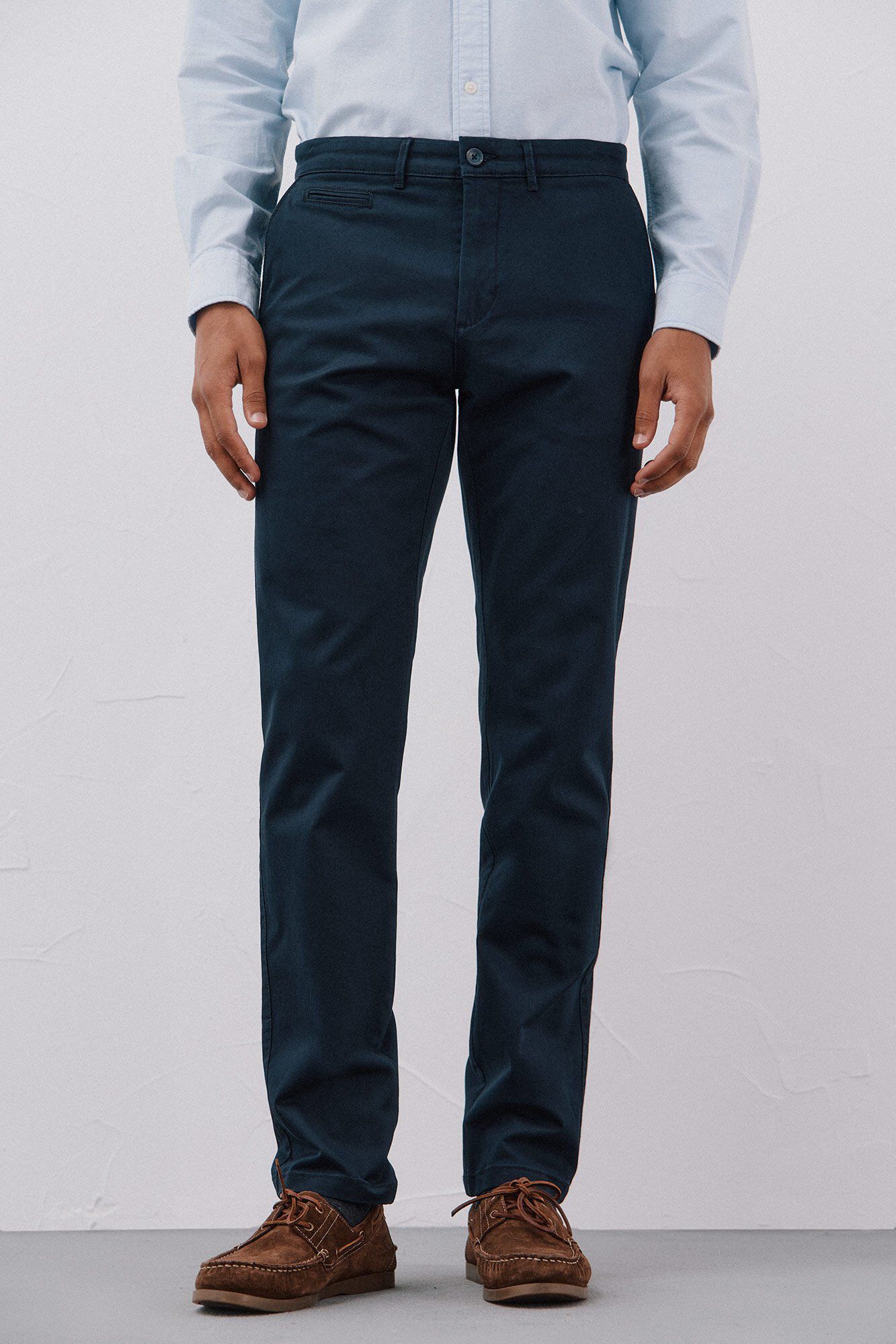Cortefiel Slim fit lightweight chinos Navy