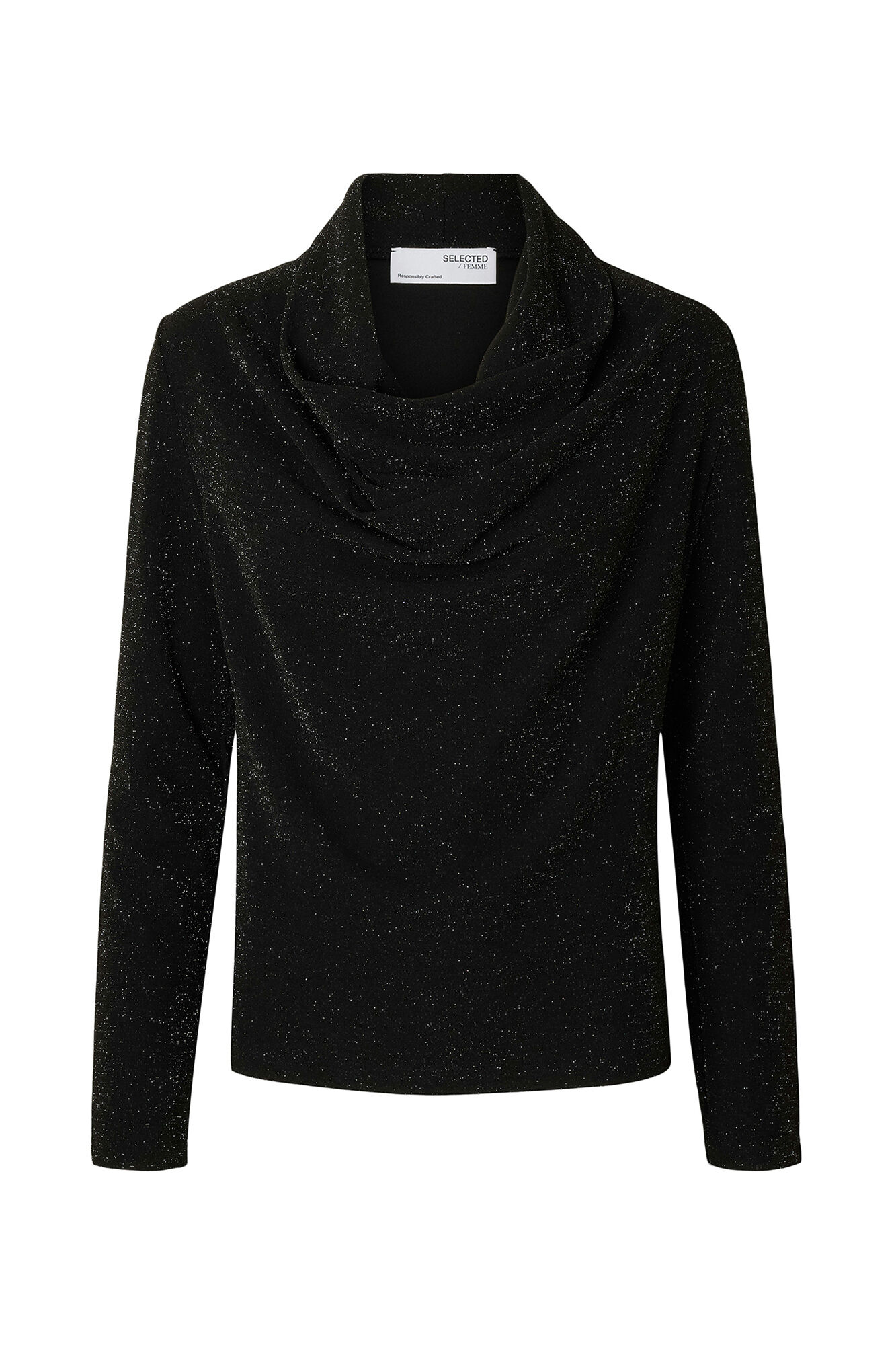 Selected Top de manga comprida com glitter  Preto