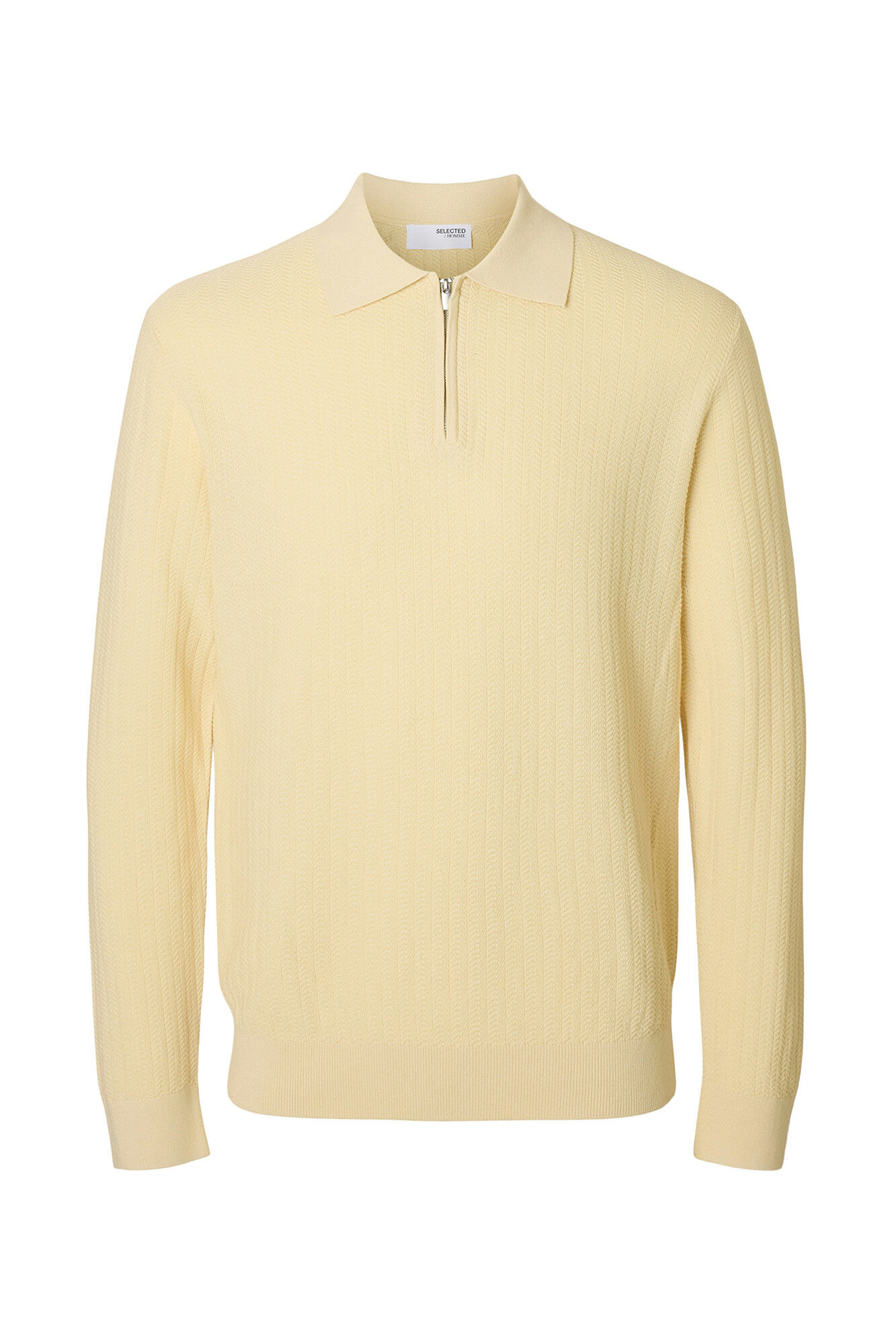 Selected Polo estruturada com meia fecho-&eacute;clair  Tostado