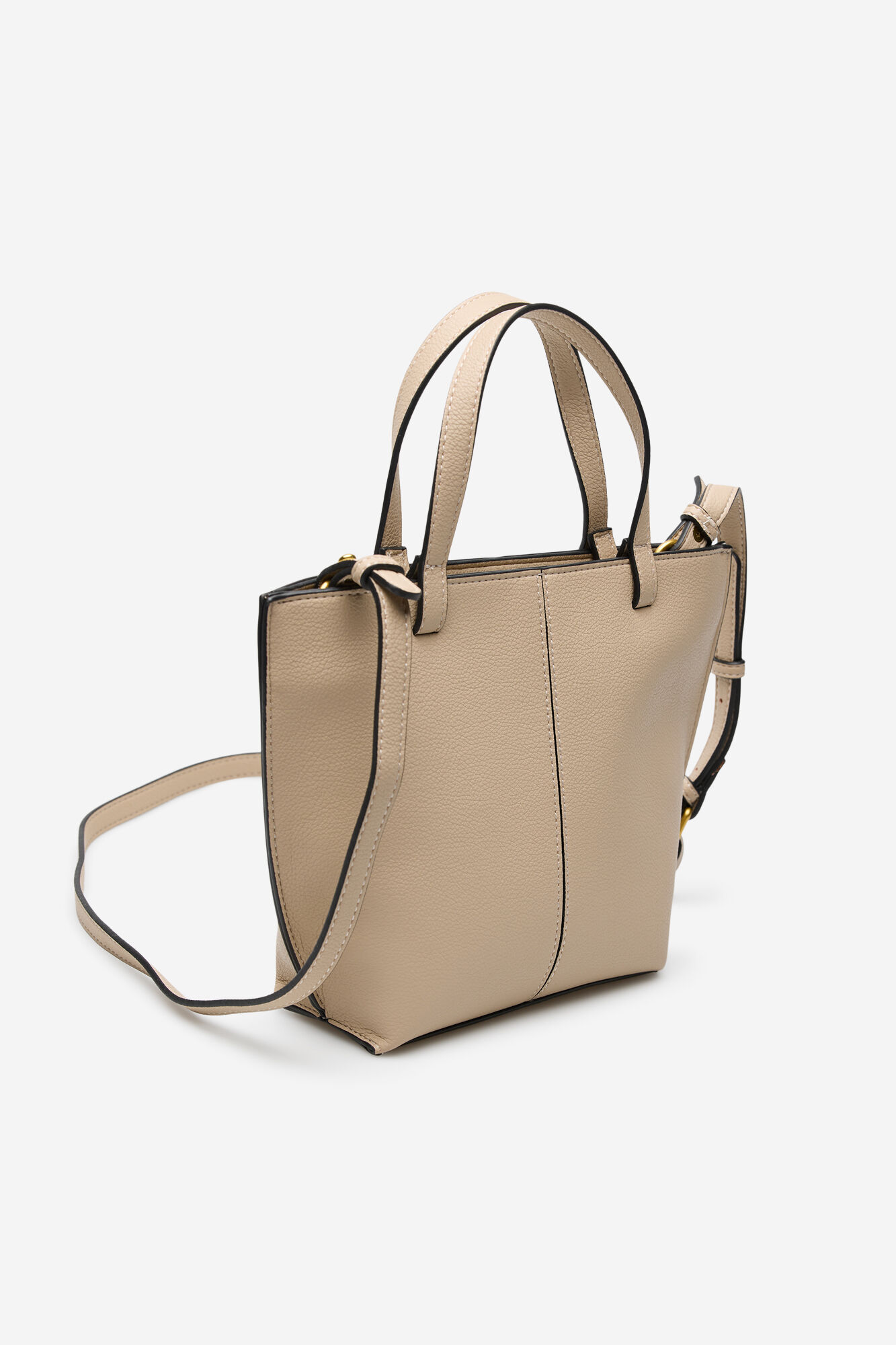 Cortefiel Mini sacola de compras com costura Tostado