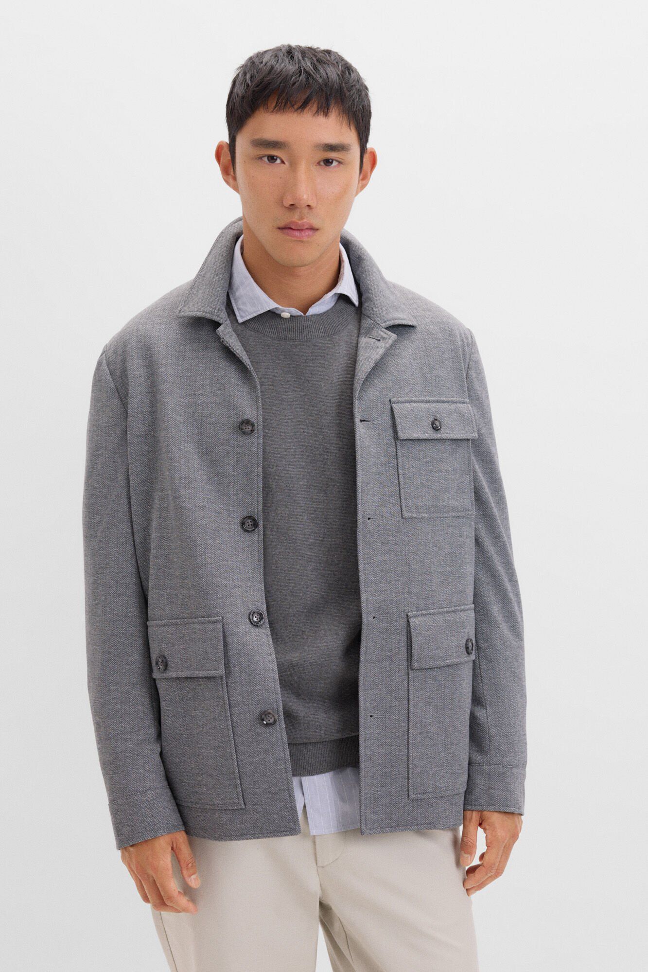 Cortefiel Sobrecamisa de punto Gris