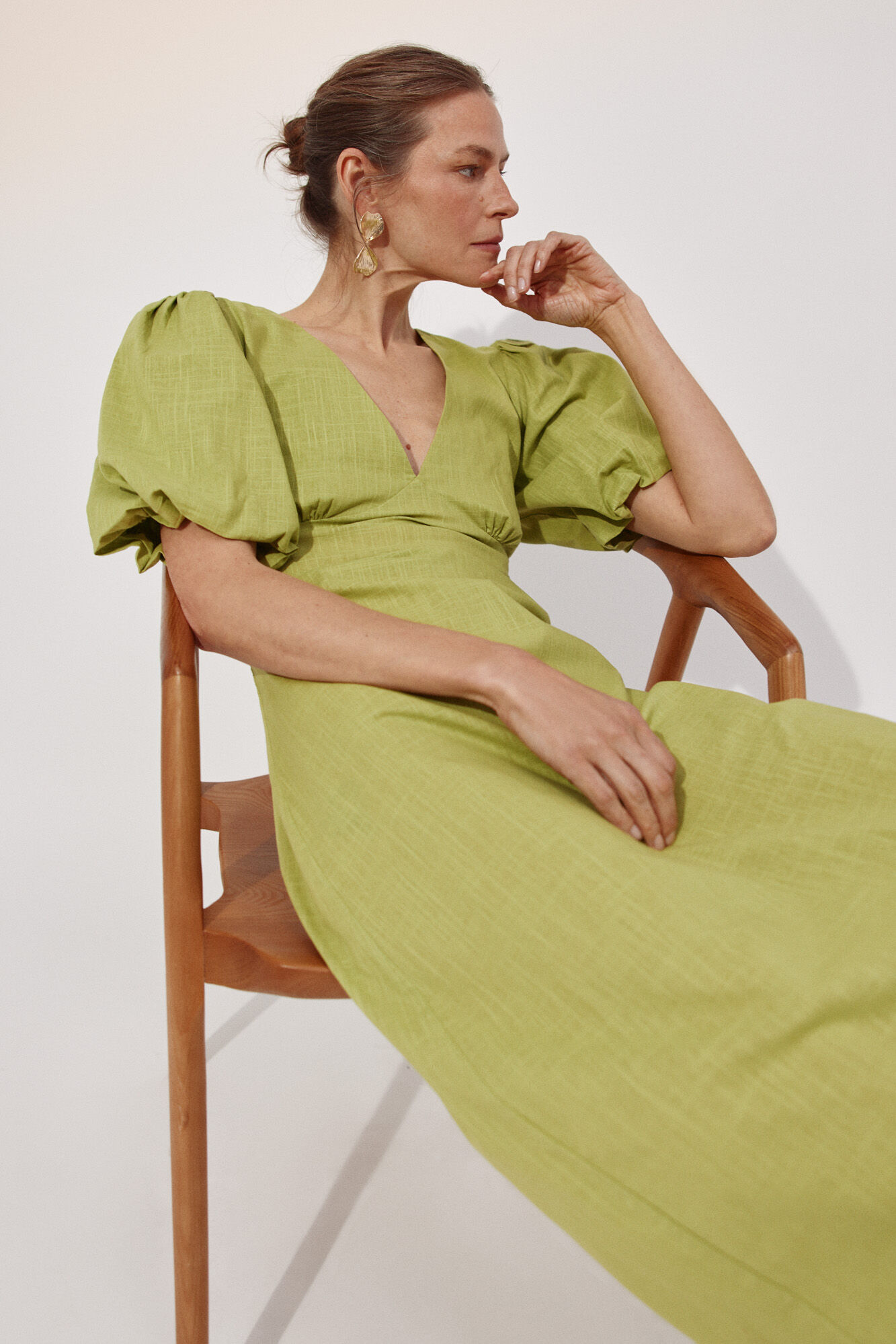 Cortefiel Floral print dress Green