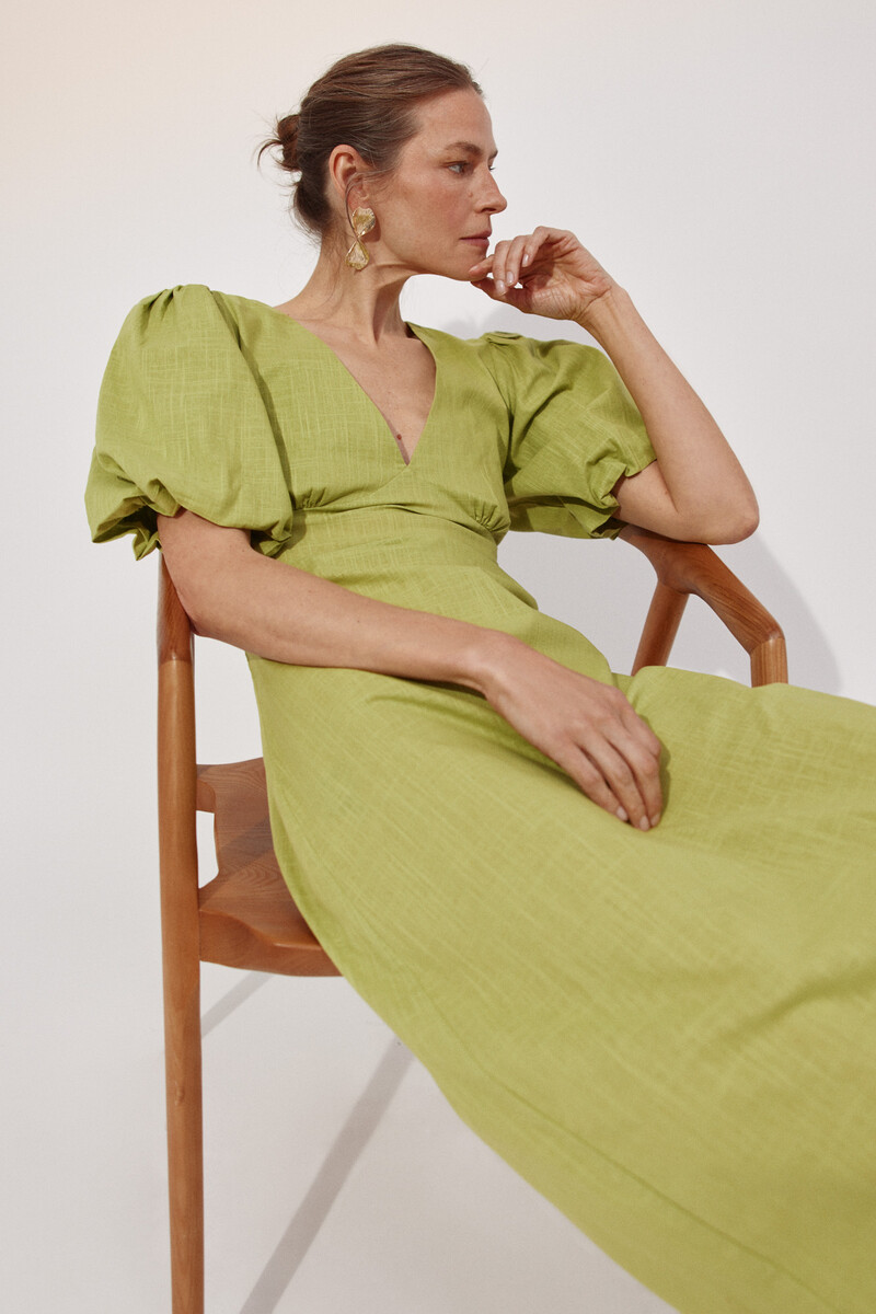 Cortefiel Floral print dress Green