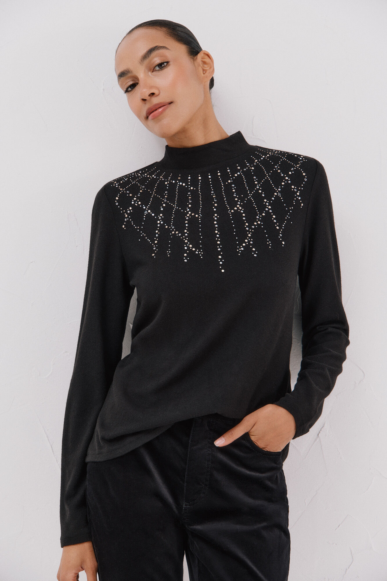 Cortefiel T-shirt with rhinestone detail