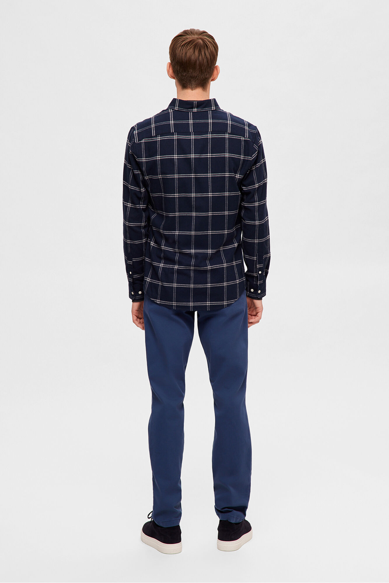 Selected Camisa de manga comprida com corte slim Azul