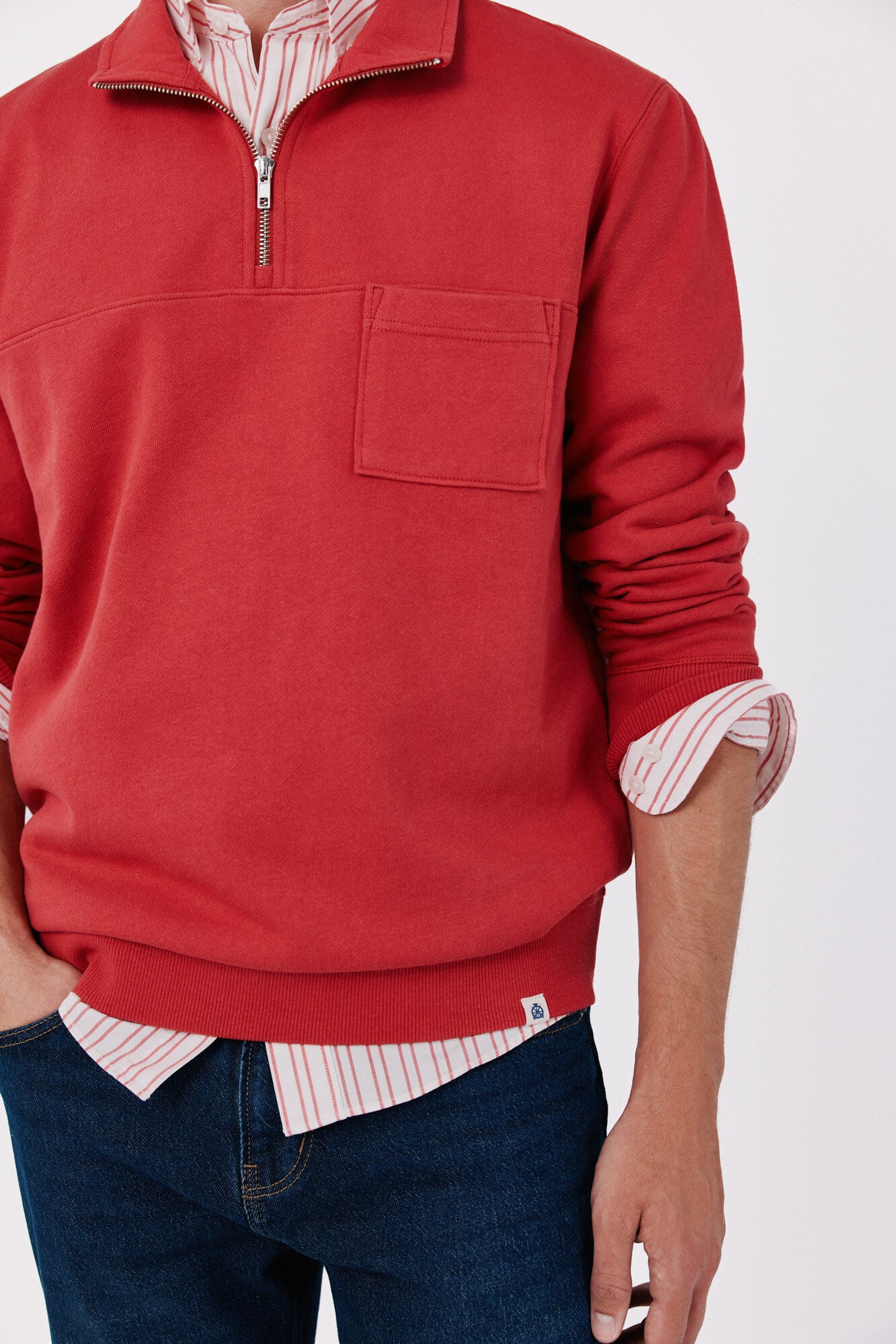 Cortefiel Zip neck sweatshirt Maroon