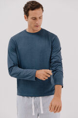 Cortefiel Jersey-knit and cloth pyjama set Blue