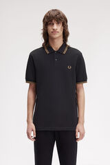 Fred Perry Polo piqué masculina de manga curta Preto