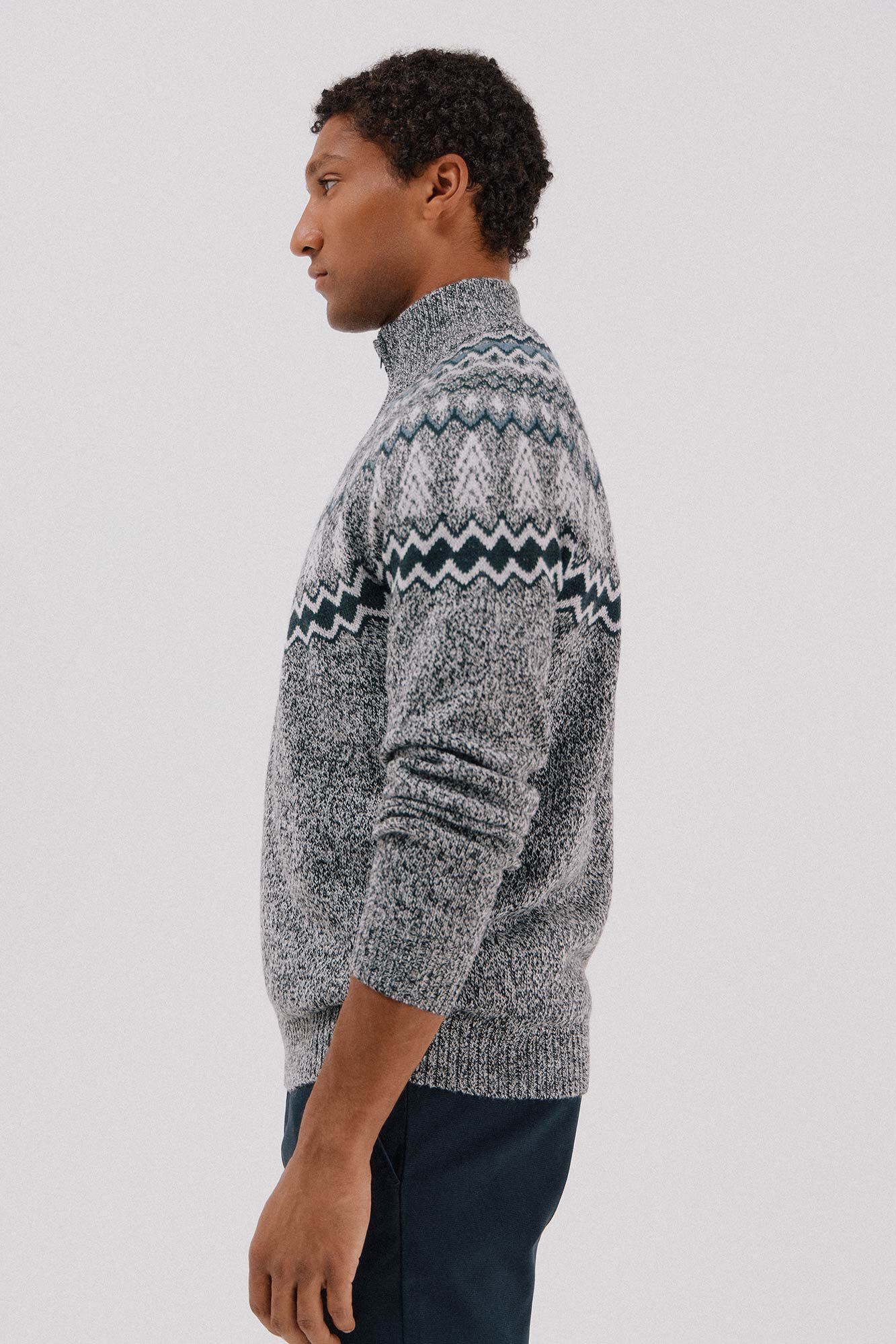 Cortefiel Su&eacute;ter de Natal com gola alta Cinzento