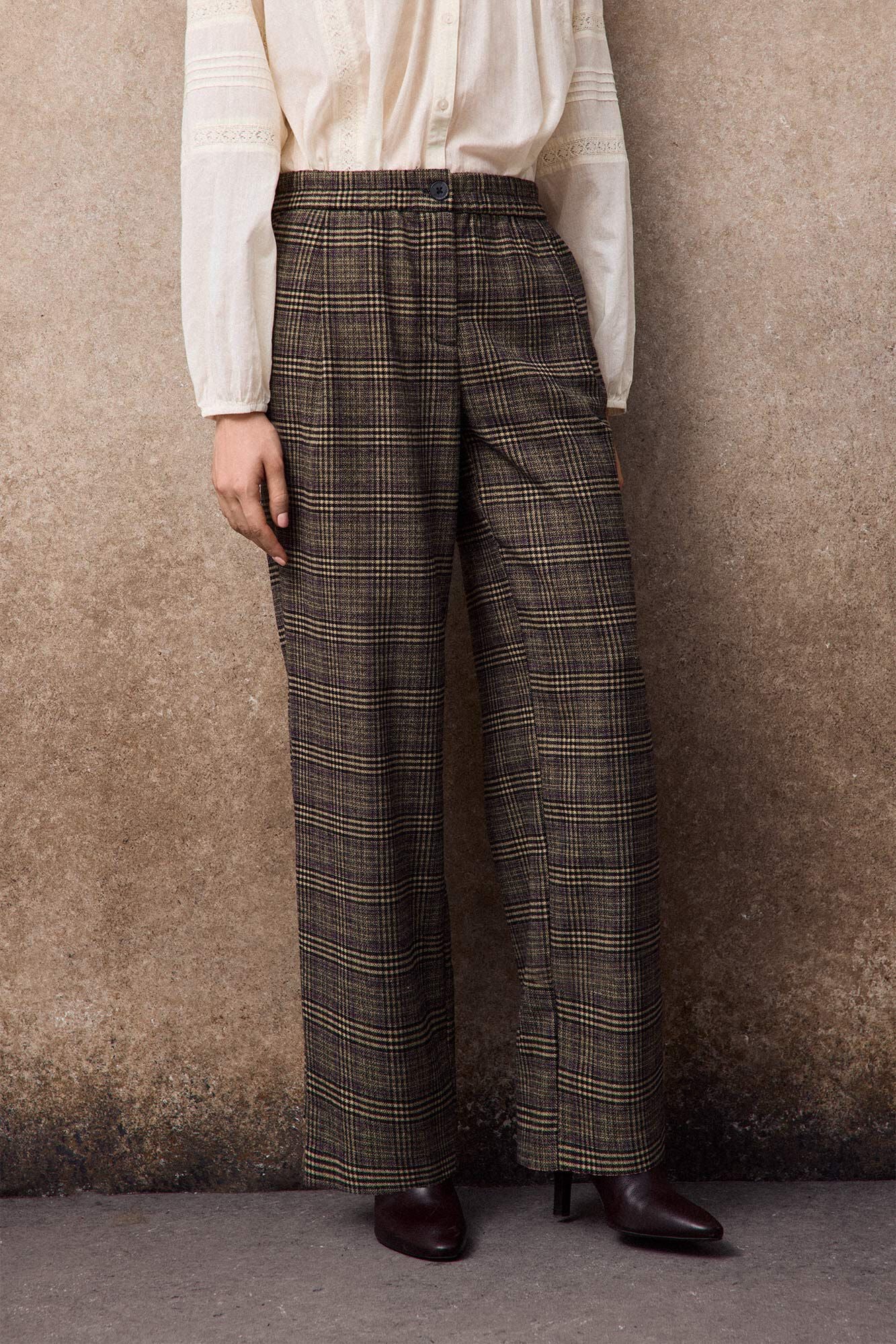 Slowlove Pantal&oacute;n de cuadros