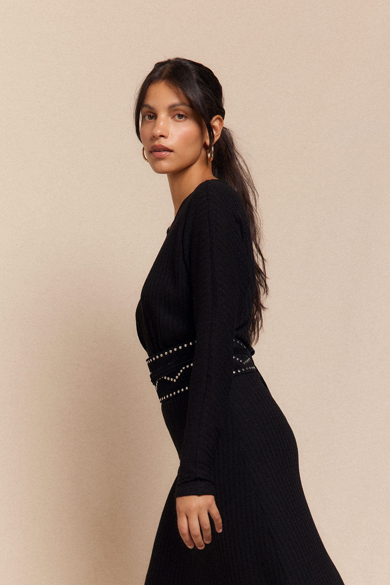 Slowlove Vestido estruturado com manga morcego Preto