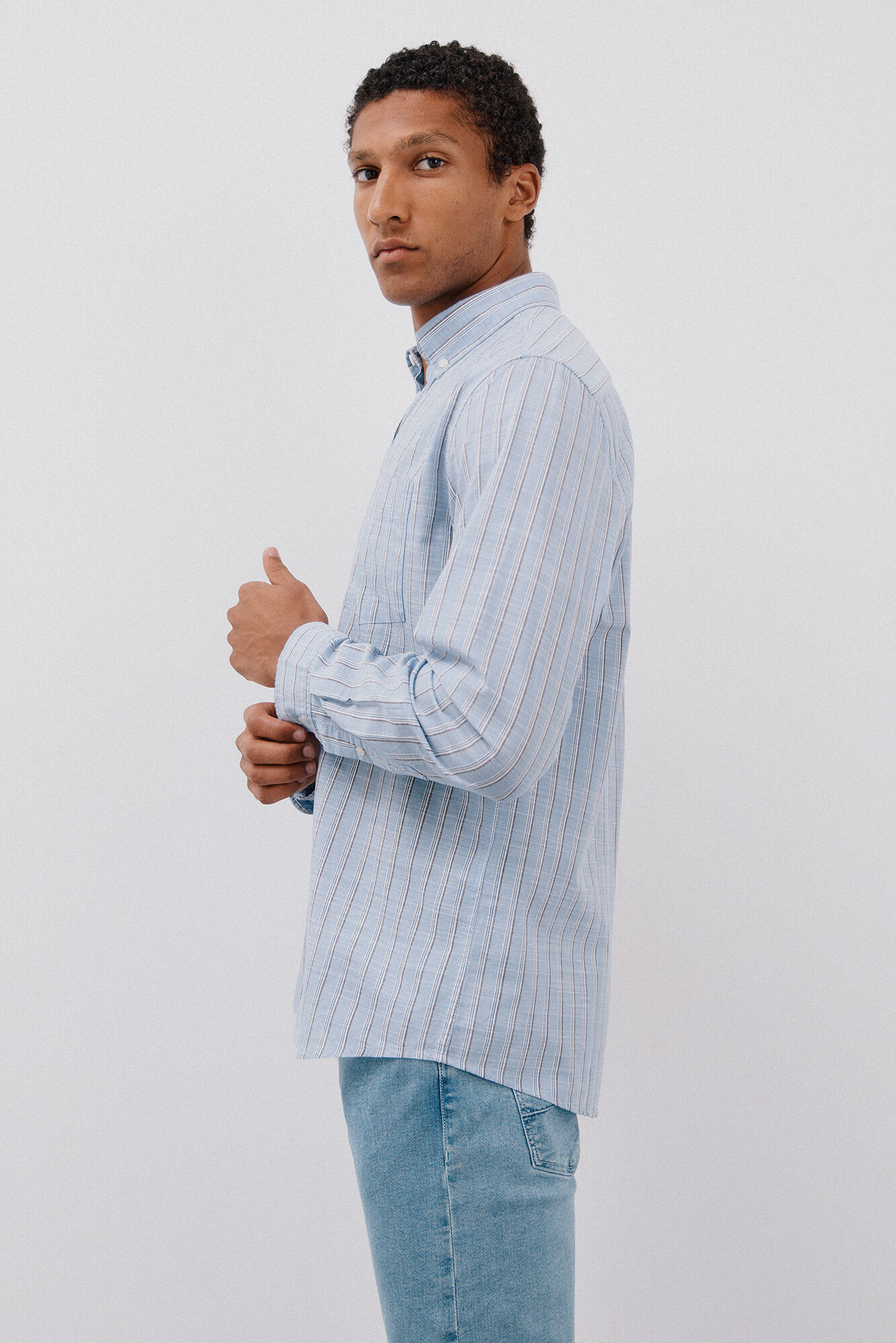 Cortefiel Camisa riscas em chamas Azul