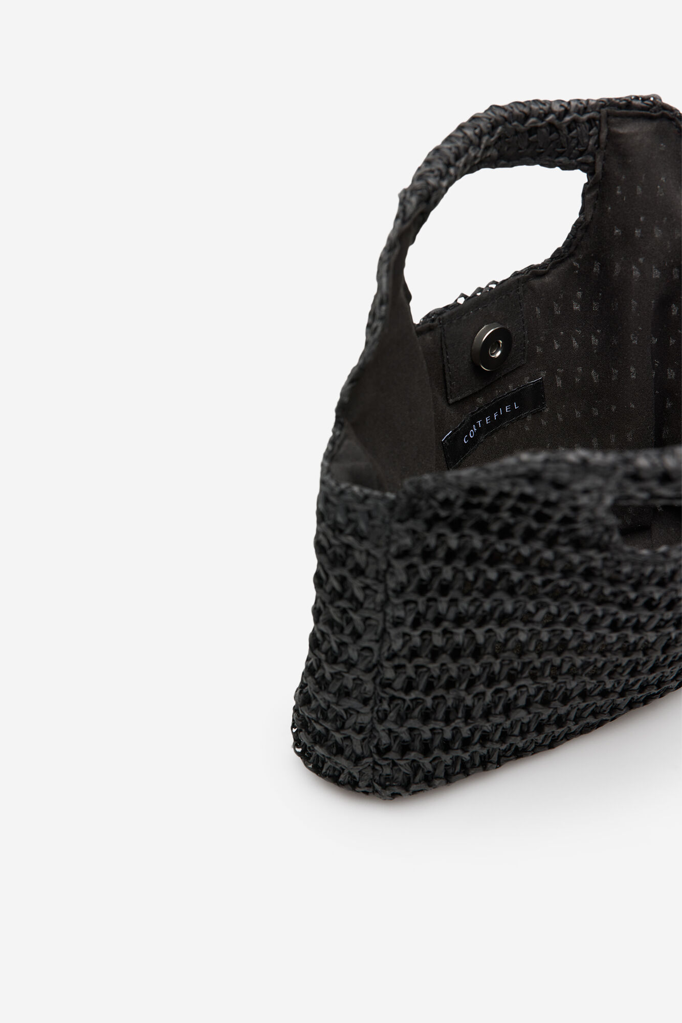 Cortefiel Raffia braided bag Black