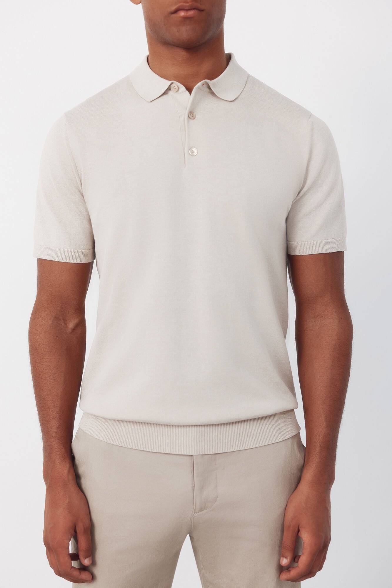 Cortefiel Basic short sleeve polo shirt Beige