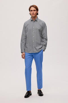 Cortefiel Long-sleeved organic cotton shirt Blue