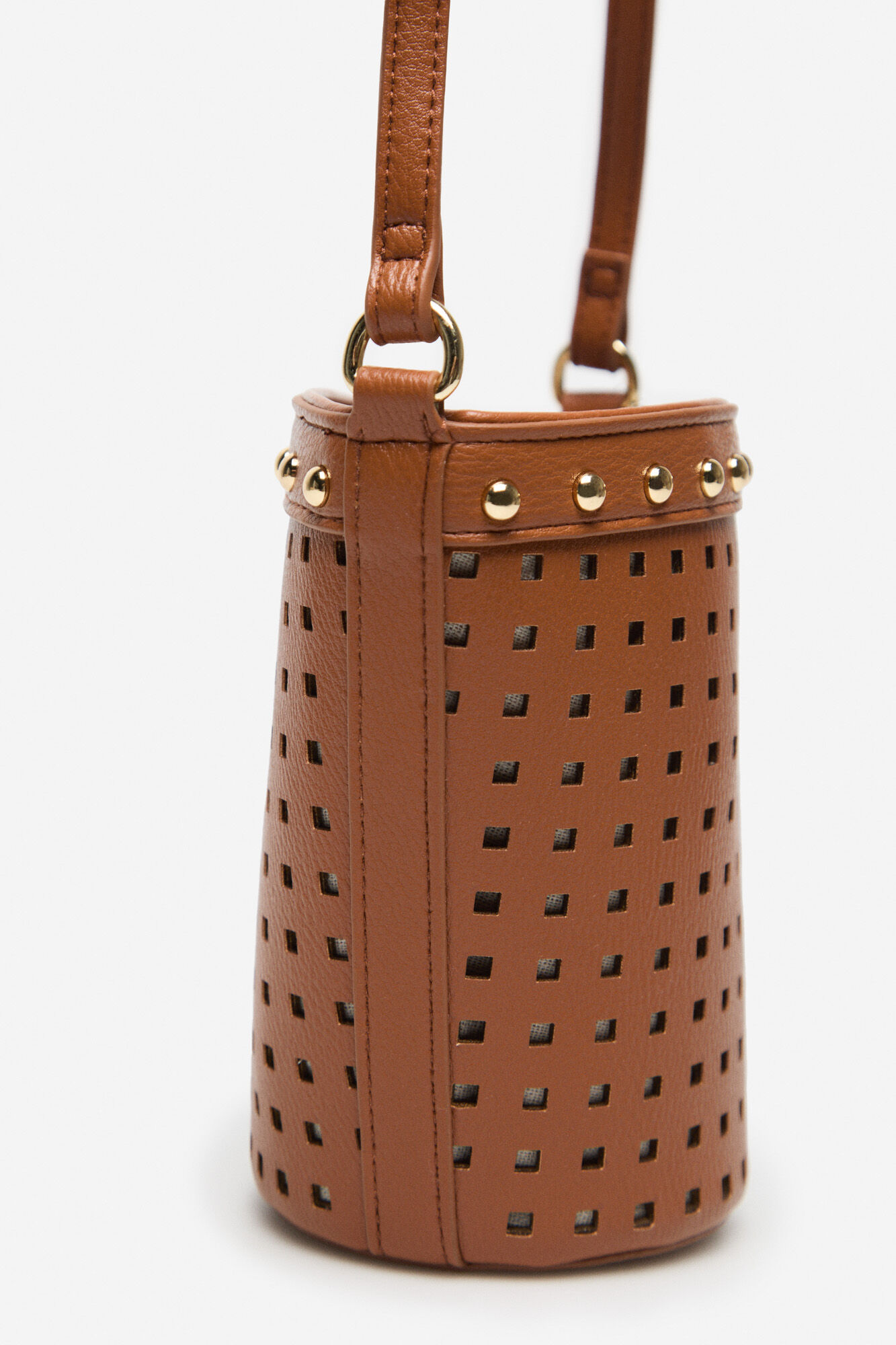 Cortefiel Mala mini bucket troquelada Castanho