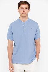 Cortefiel Mandarin collar polo shirt Blue